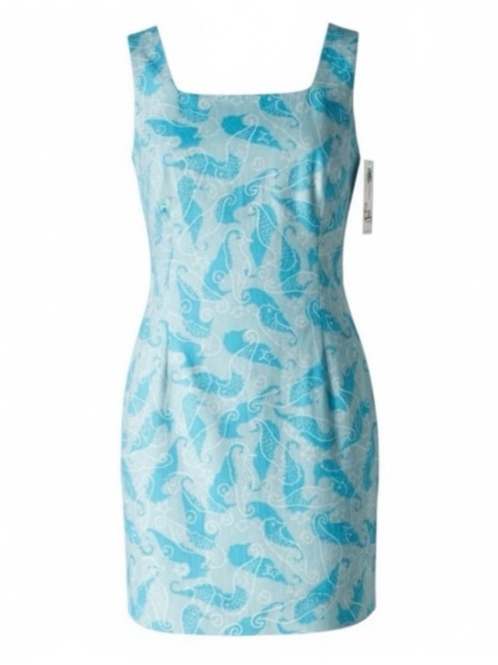 Lilly Pulitzer Sleeveless Krista Shift Dress in Scuba Blue Seahorse Size 4